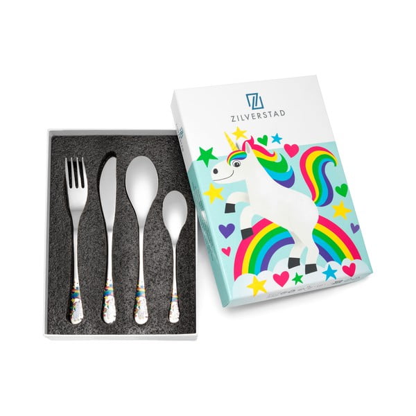 Roostevabast terasest laste söögiriistad hõbedased 4 tk Unicorn - Zilverstad