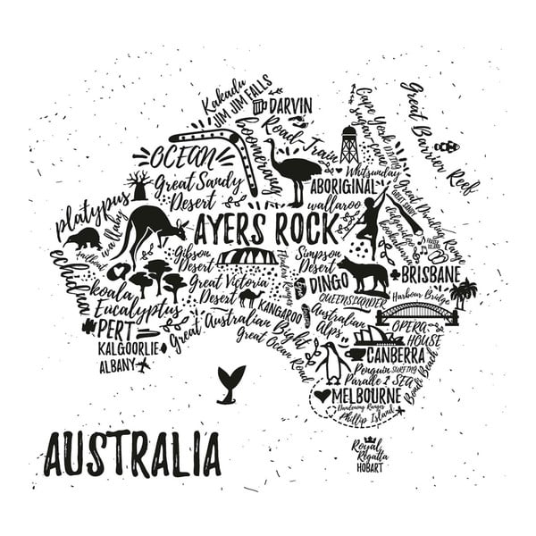 Obraz Homemania Maps Australia Pictures, 60 x 60 cm