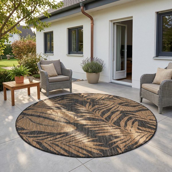 Must/pruun ümmargune sise- ja õuevaip ø 160 cm Mira 1451 - Ayyildiz Carpets-image-1
