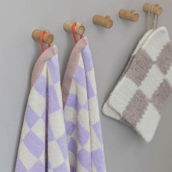 Helekollane-lillakas orgaanilisest puuvillast rätikud 2 tk 40x55 cm komplektis Retro - Mette Ditmer Denmark-image-1