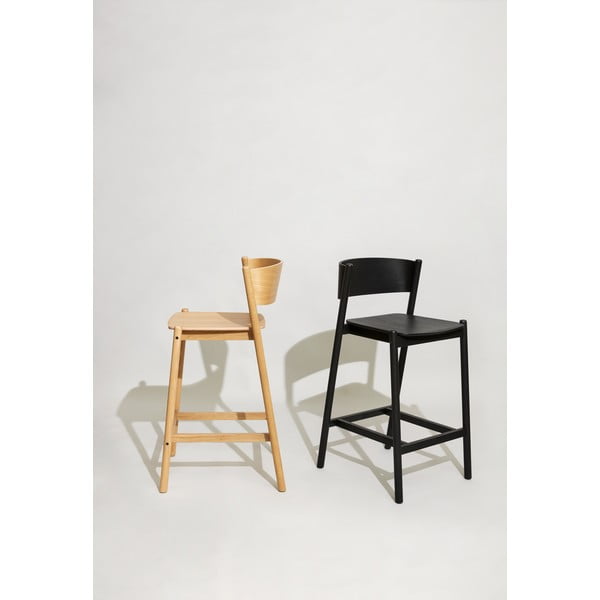 Tammepuidust naturaalset värvi baaritool (istme kõrgus 75 cm) Oblique - Hübsch-image-1