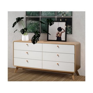 Valge madal tammedekooriga kummut 150x74 cm Caitlin - Støraa