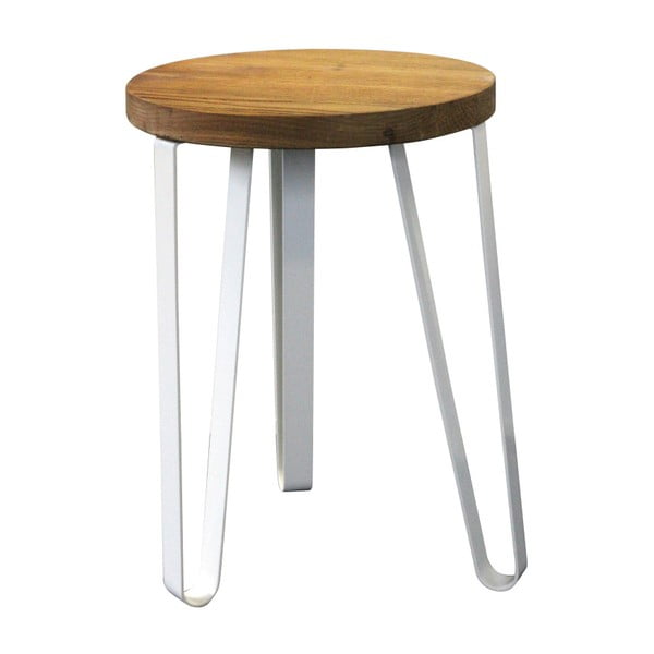 Odkládací stolek s bílými nohami z jilmového dřeva a kovu Red Cartel Sandy