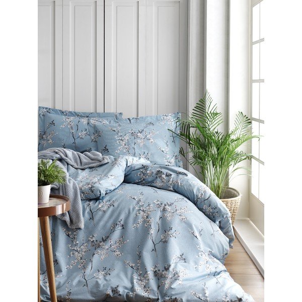 Sinine Renforcé puuvillast pikendatud voodipesu kaheinimesevoodile 240x220 cm Blue Floral - Mila Home Luxury-image-1