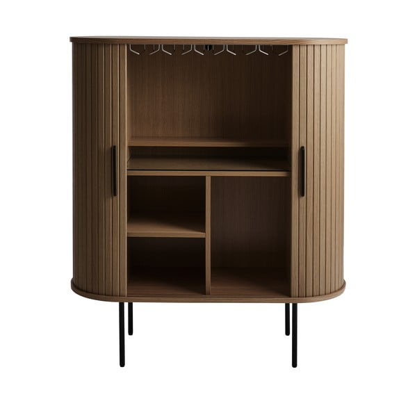 Pruun tammespoonist lükandustega veinikapp 100x118x40 cm Nola - Unique Furniture-image-3