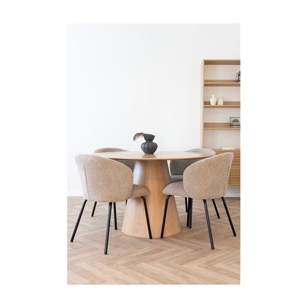 Ümmargune tuhapuidust dekooriga söögilaud ø 120 cm Bolton – House Nordic-image-2