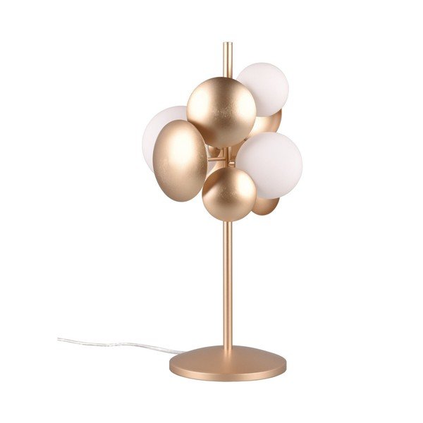 Kuldne-valge klaasist varjuga laualamp (kõrgus 50 cm) Bubble - Trio Select