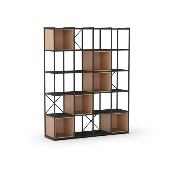 Must-tellisevärvi raamaturiiul 140x179 cm Anya - Marckeric-image-2