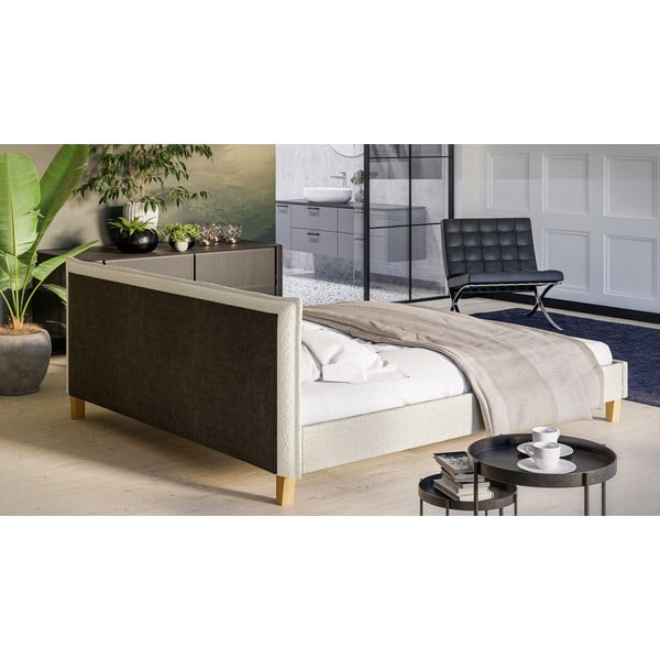 Kreemikas topitud kaheinimese voodi koos võrega 180x200 cm Tina - Ropez-image-3