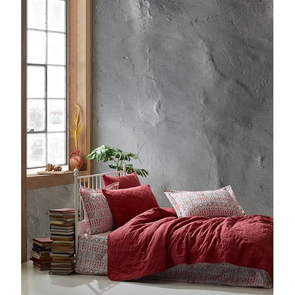 Punane voodiplaat koos 4 padjapüüriga ranforce puuvillast , 220 x 240 cm. Aden - Mijolnir