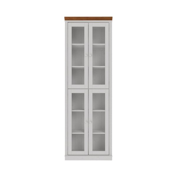 Valge/merevaigukollane männipuidust vitriinkapp 74x223x37 cm Anita - Støraa