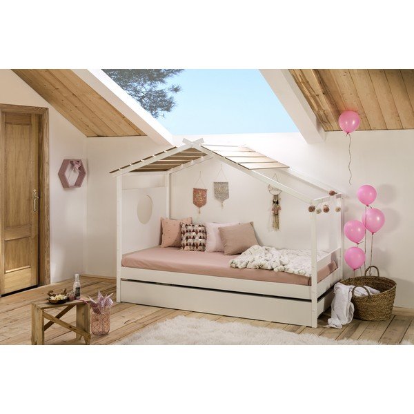 Valge lastevoodi välja tõmmatava sahtliga , 90 x 190 cm Nayah - Marckeric-image-3