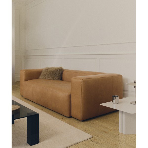 Pruun nahkdiivan 240 cm Blok - Kave Home-image-1