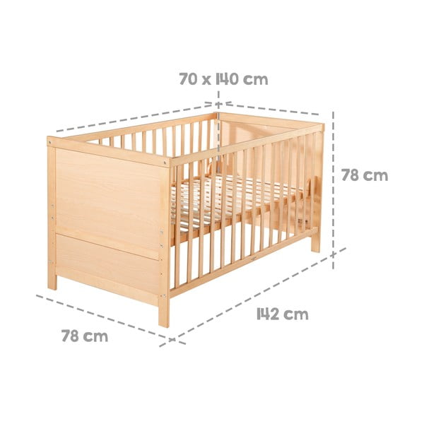 Puiduvärvi võrevoodi 70x140 cm - Roba-image-2