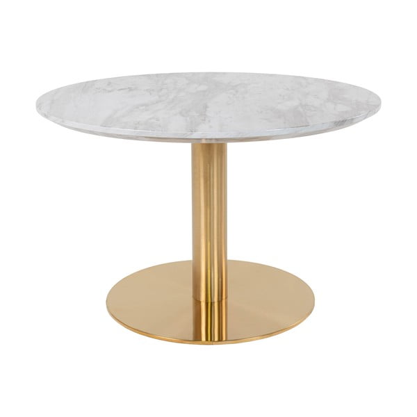 Valge-kuldne ümmargune marmorist laud 70x70 cm Bolzano - House Nordic