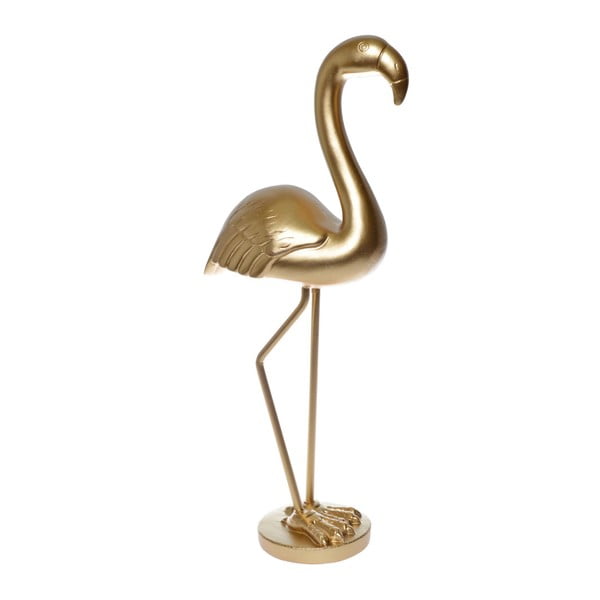 Dekorativní soška ve zlaté barvě Ewax Flamingo, výška 28 cm