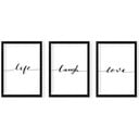 Raamitud plakatid 3tk komplektis 24x29 cm Life Laugh Love - Vavien Artwork