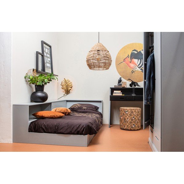 Mustade lilleliste detailidega pouf Sara - WOOOD-image-1