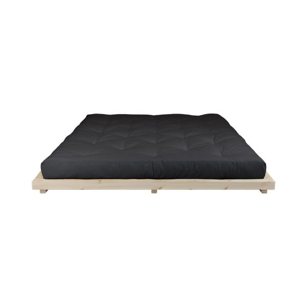 Dvoulůžková postel z borovicového dřeva s matrací Karup Design Dock Double Latex Natural Clear/Black, 160 x 200 cm