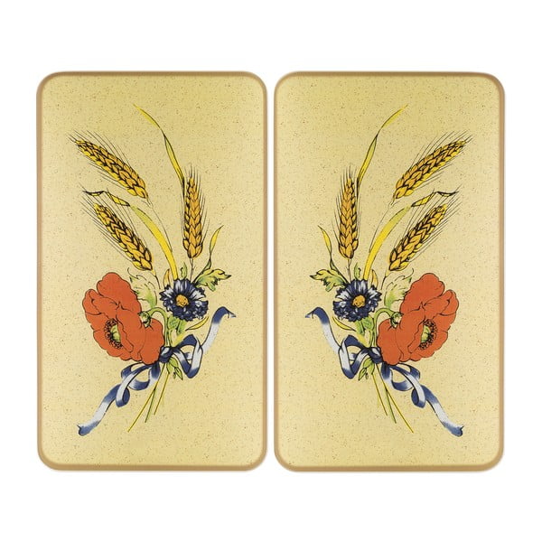 Karastatud klaasist pliidikatte komplekt 2 tk 52x30 cm Corn-Flowers - Maximex