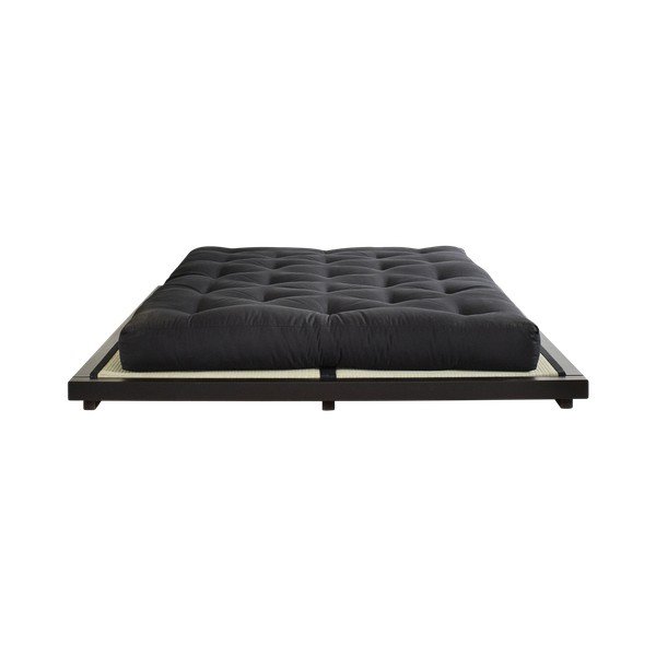 Dvoulůžková postel z borovicového dřeva s matrací a tatami Karup Design Dock Double Latex Black/Black, 160 x 200 cm