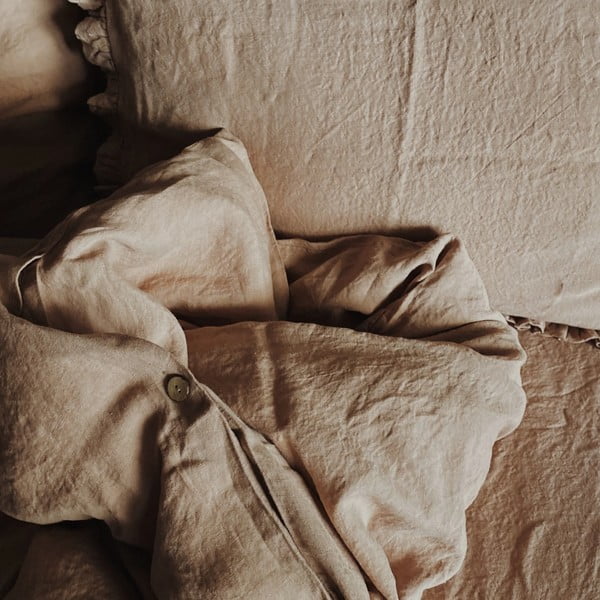 Terrakottapruun linane kummiga lina, 90 x 200 cm - Linen Tales-image-1