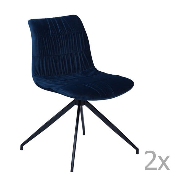 Sada 2 tmavě modrých  jídelních židlí DAN– FORM Dazz Velvet