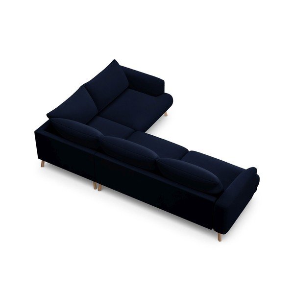 Tumesinine sametist nurgadiivan (parem nurk/L-kujuline) Naomi - Micadoni-image-3