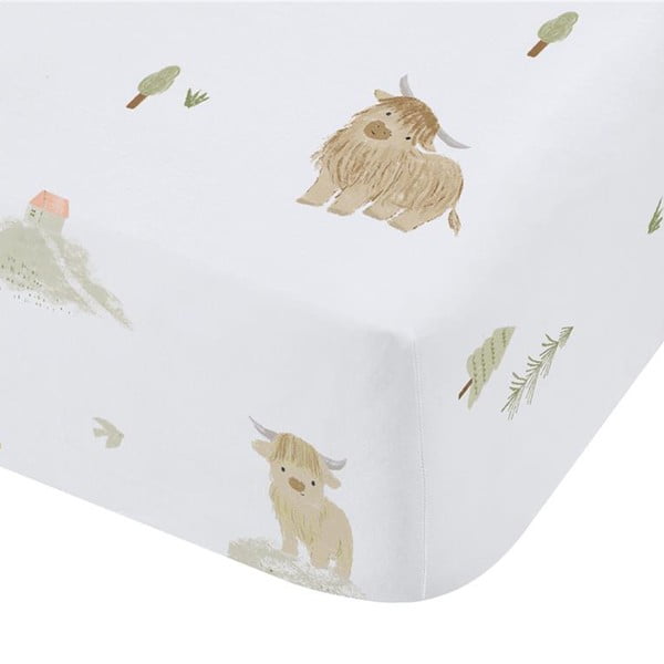 Valge puuvillane laste voodilina 70x140 cm Mini Moo Cow - Bianca