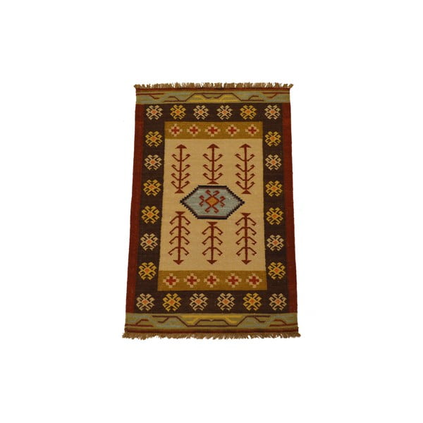 Ručně tkaný koberec Brown Leafs, 90x150 cm