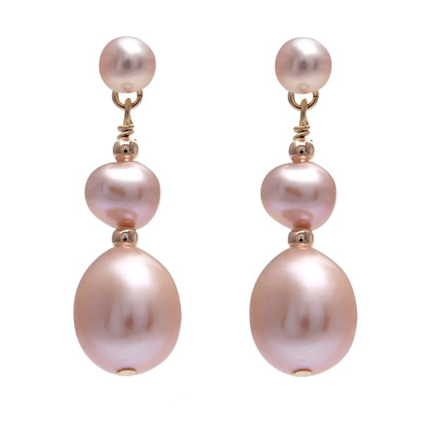 Náušnice z říčních perel GemSeller Foetida, růžové perly