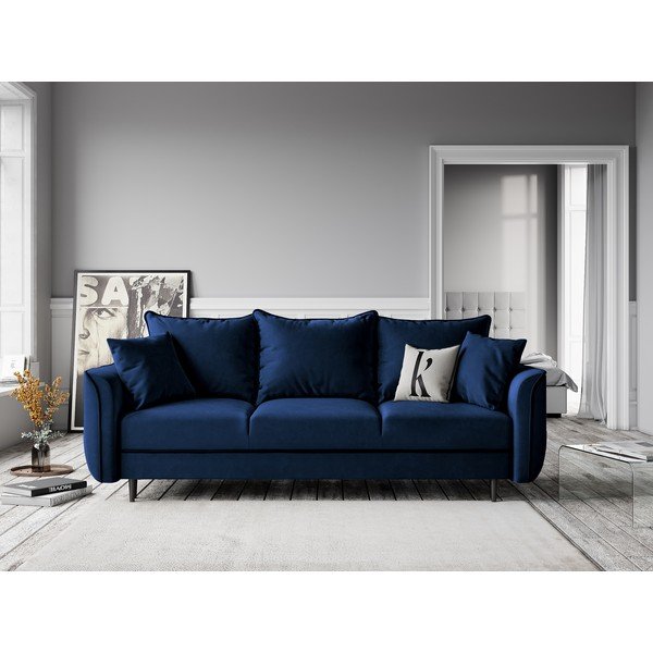 Sinine sametne diivanvoodi Basso - Kooko Home-image-4