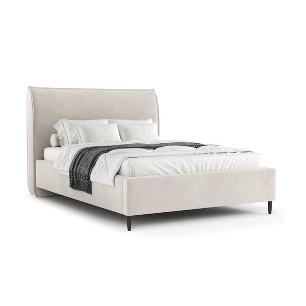 Kreem polsterdatud kaheinimesevoodi koos voodipõhja ja panipaigaga 180x200cm Shell - Maison de Rêve-image-4