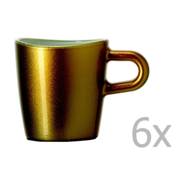 Sada 6 zlatých metalických hrnků na espresso LEONARDO Loop, 75 ml