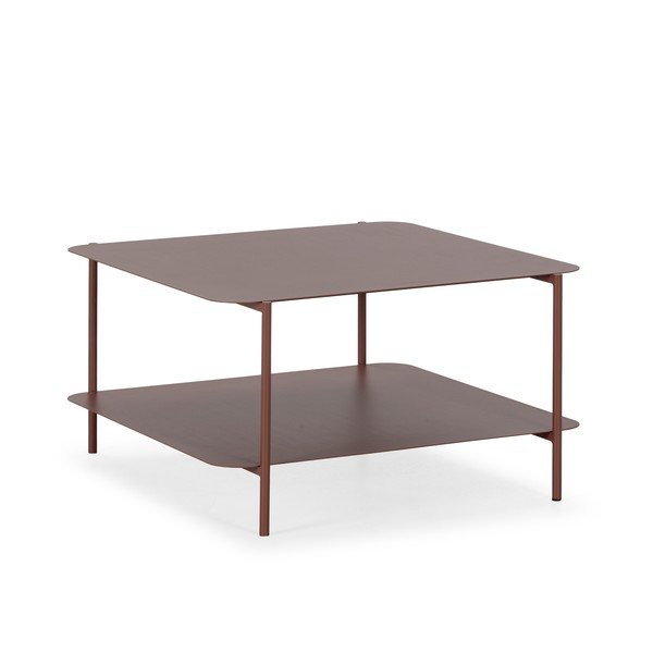 Metallist kohvilaud terrakota värvi 70x73 cm Beatrix - MOME