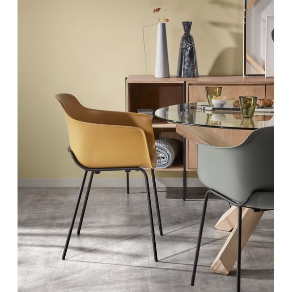 Tammepuust söögilaud klaasist lauaplaadiga , ø 120 cm Nori - Kave Home-image-4