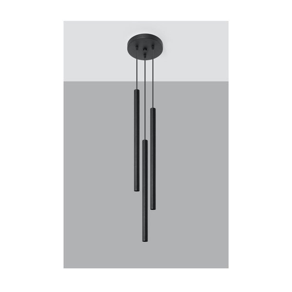 Must metallist rippvalgusti ø 20 cm Fideus – Sollux-image-3