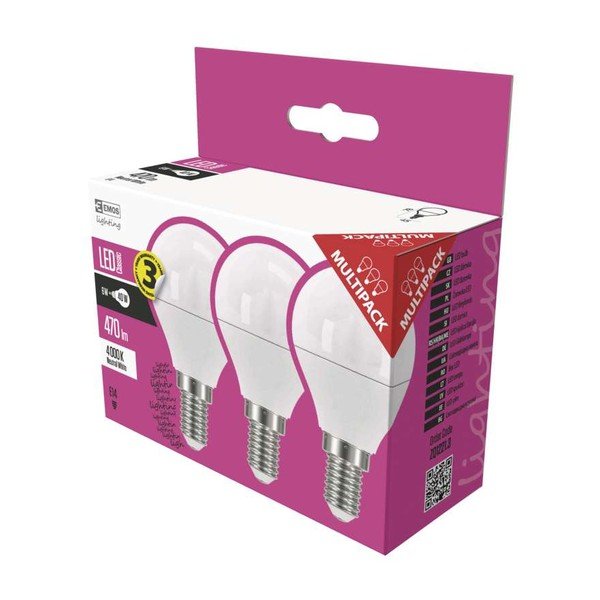 Neutraalsed LED-pirnid 3 E14, 5 W komplektis - EMOS-image-1