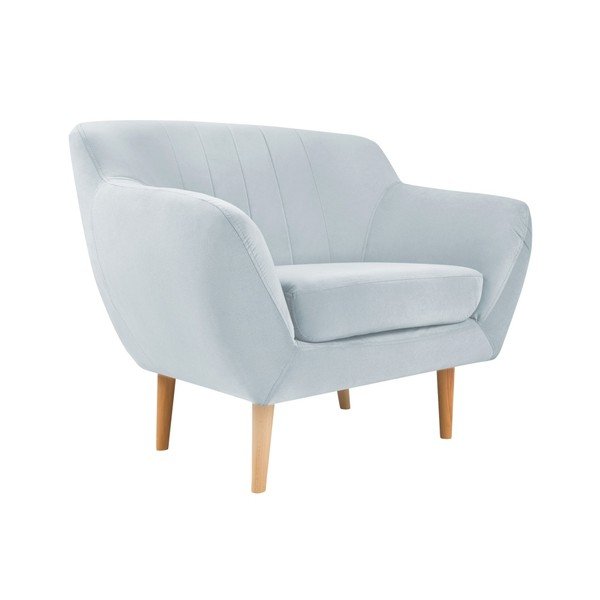 Světle modré sametové křeslo Mazzini Sofas Sardaigne-image-1