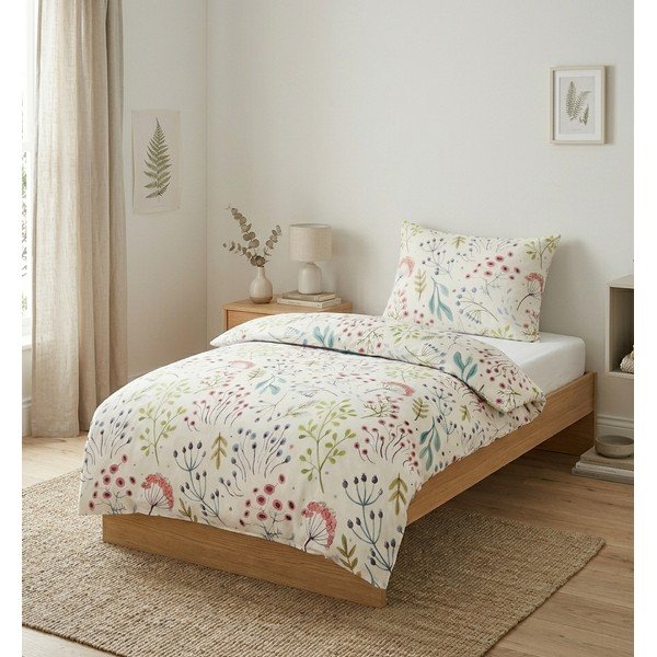 Valge puuvillane voodipesu üheinimesevoodile 140x200cm Jasmine - My House-image-1