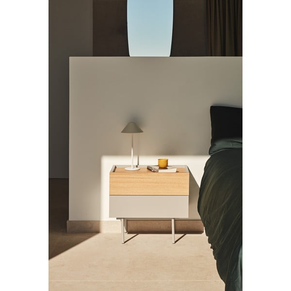 Beež/puiduvärvi tammedekooriga öökapp Otto - Teulat-image-1