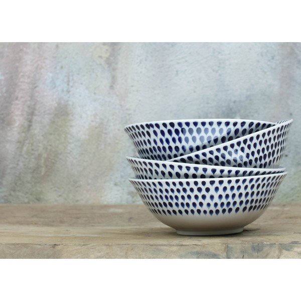 Valge ja sinine keraamiline kauss Drop, ø 17 cm Indigo - Nkuku-image-1