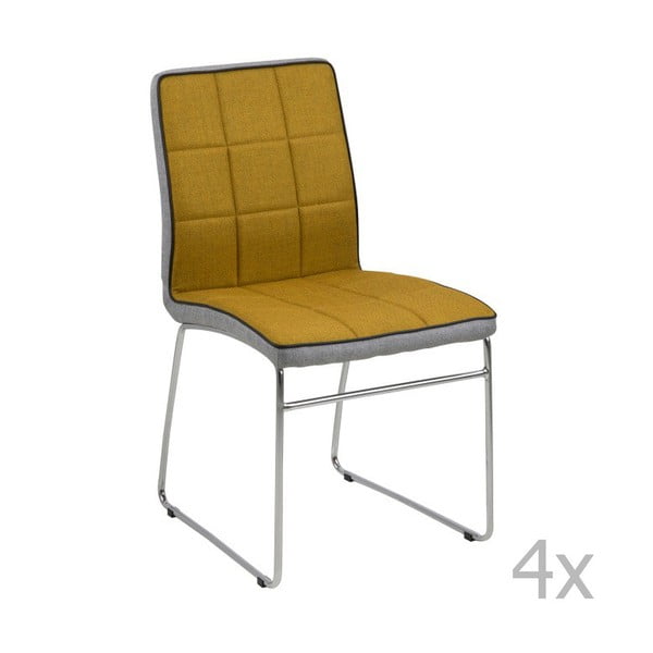 Sada 4 žluto-šedých jídelních židlí Actona Justin