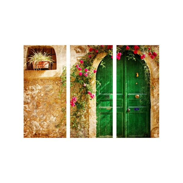 3dílný obraz Zelené dveře