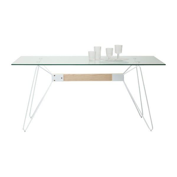 Bílý jídelní stůl s deskou z tvrzeného skla Kare Design Slope, 200 x 90 cm