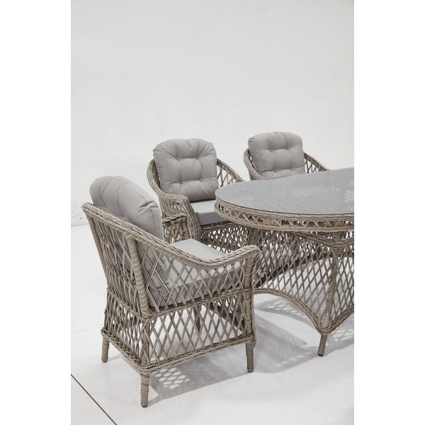 Helehall kunstlikust rotangist aiamööbli komplekt 6-le Nova - Floriane Garden-image-4