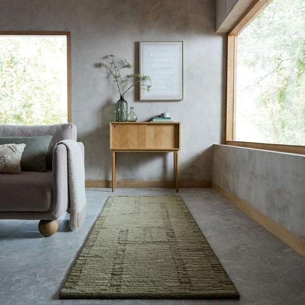 Roheline käsitsi kootud villane jooksja 80x230 cm Harris Modula Wool - Flair Rugs-image-1