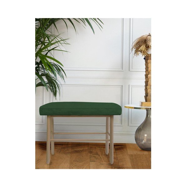Stolička z borovicového dřeva s tmavě zeleným sametovým potahem Velvet Atelier-image-1