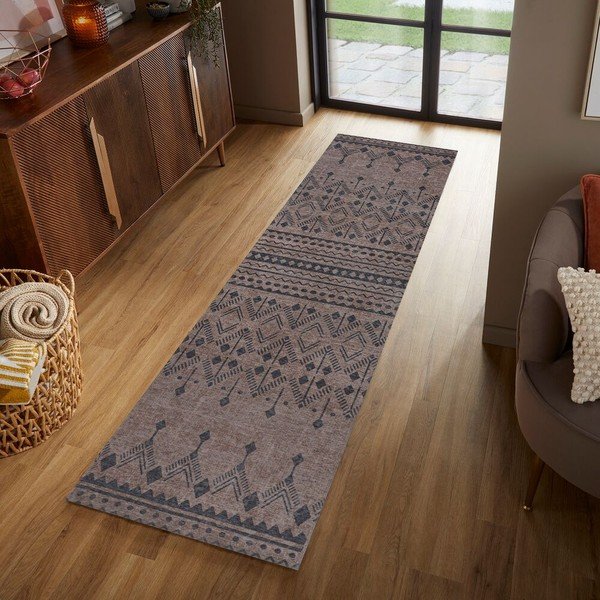 Pruuni värvi pestav vaibajooksja 57x230 cm MATCH NIKO JUTE LOOK - Flair Rugs-image-1