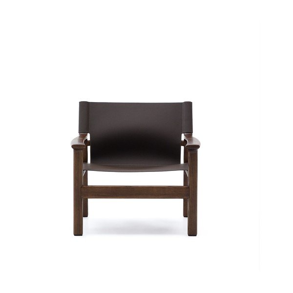 Tumepruun nahast tugitool Jan - Kave Home-image-2